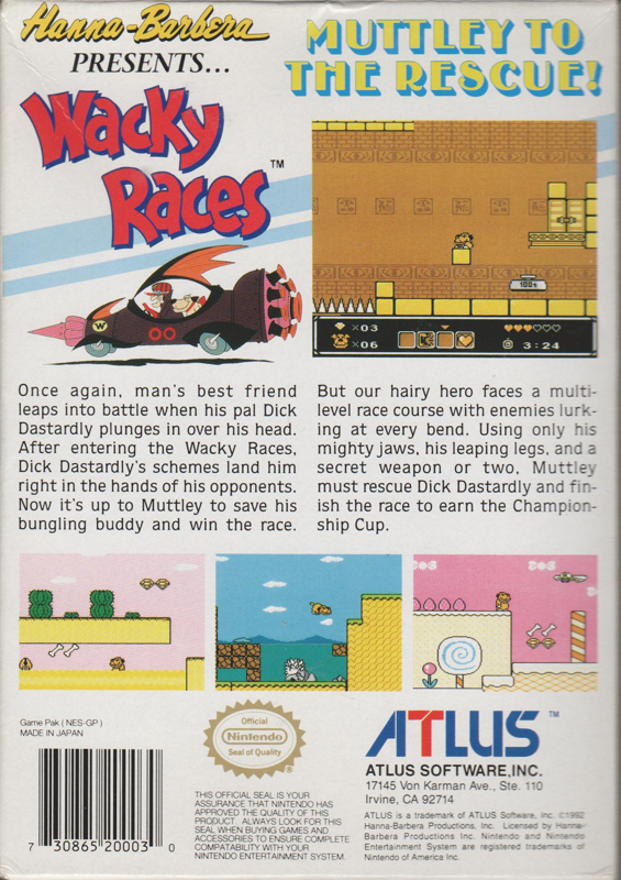 Back Cover for Wacky Races (NES)