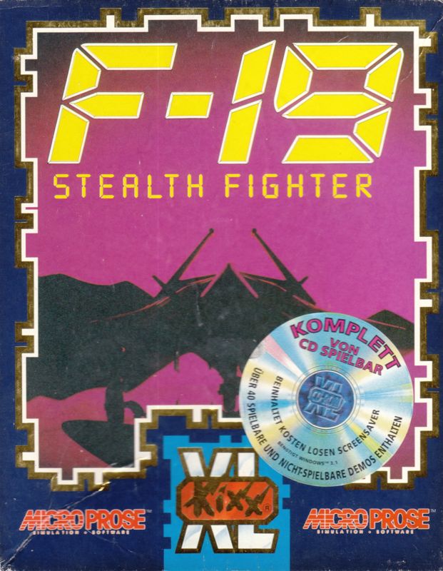 Front Cover for F-19 Stealth Fighter (DOS) (Kixx XL release): German localized sticker