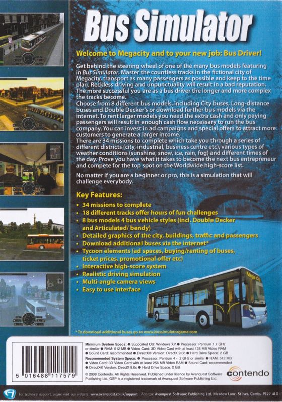 Back Cover for Bus Simulator (Windows) (GSP release)