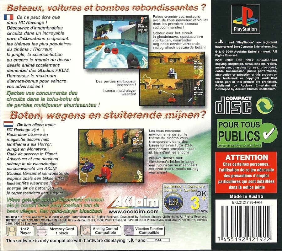Back Cover for RC Revenge (PlayStation)