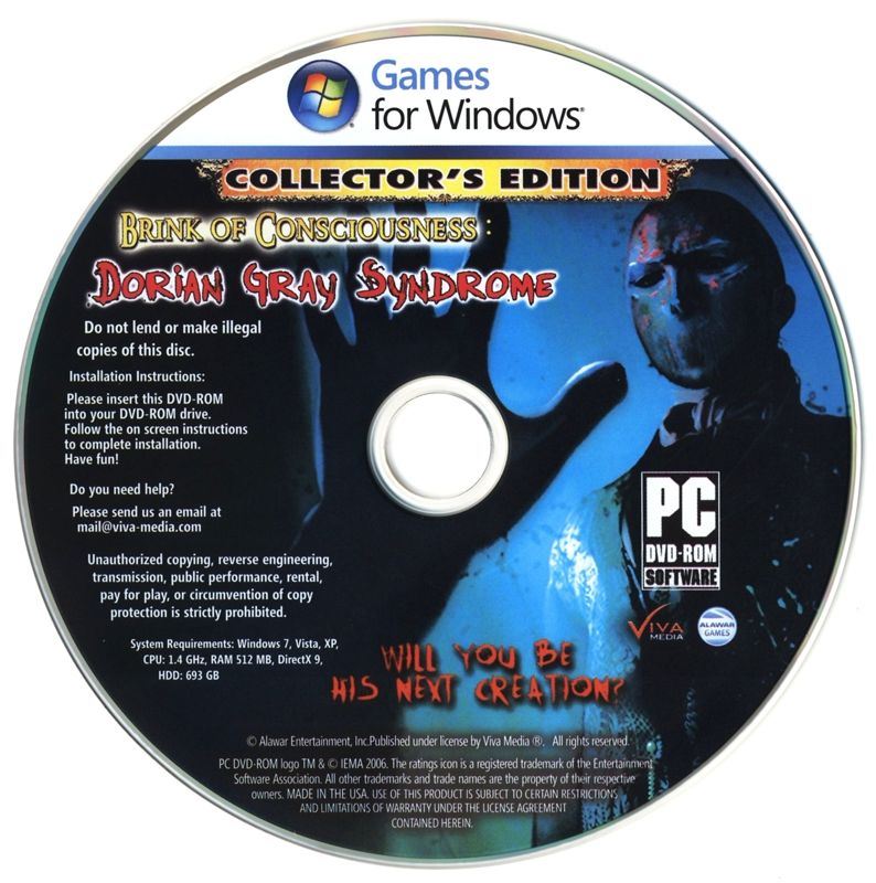 Media for Brink of Consciousness: Dorian Gray Syndrome (Collector's Edition) (Windows)