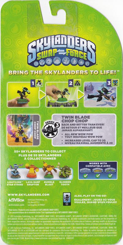 Back Cover for Skylanders: Swap Force - Twin Blade Chop Chop (Series 3) (Nintendo 3DS and PlayStation 3 and PlayStation 4 and Wii and Wii U and Xbox 360 and Xbox One)