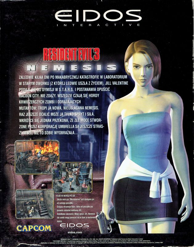 Back Cover for Resident Evil 3: Nemesis (Windows)
