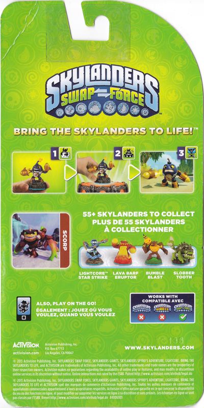 Back Cover for Skylanders: Swap Force - Scorp (Nintendo 3DS and PlayStation 3 and PlayStation 4 and Wii and Wii U and Xbox 360 and Xbox One)
