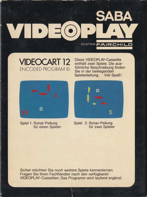 Back Cover for Videocart-14: Sonar Search (Channel F)