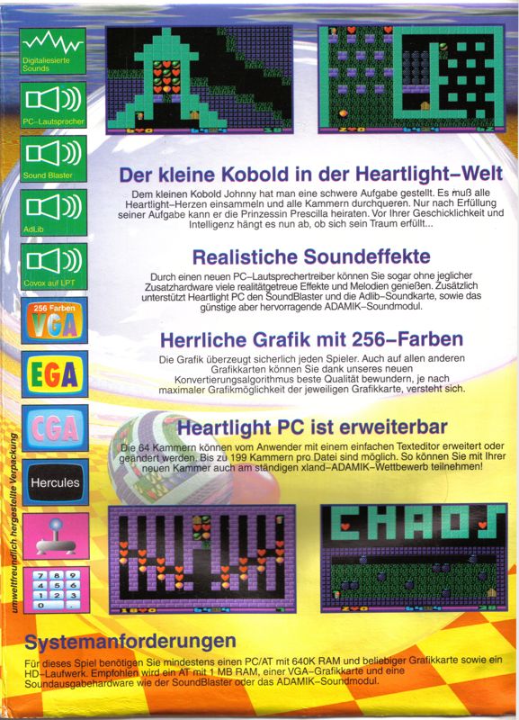 Back Cover for Heartlight (DOS)