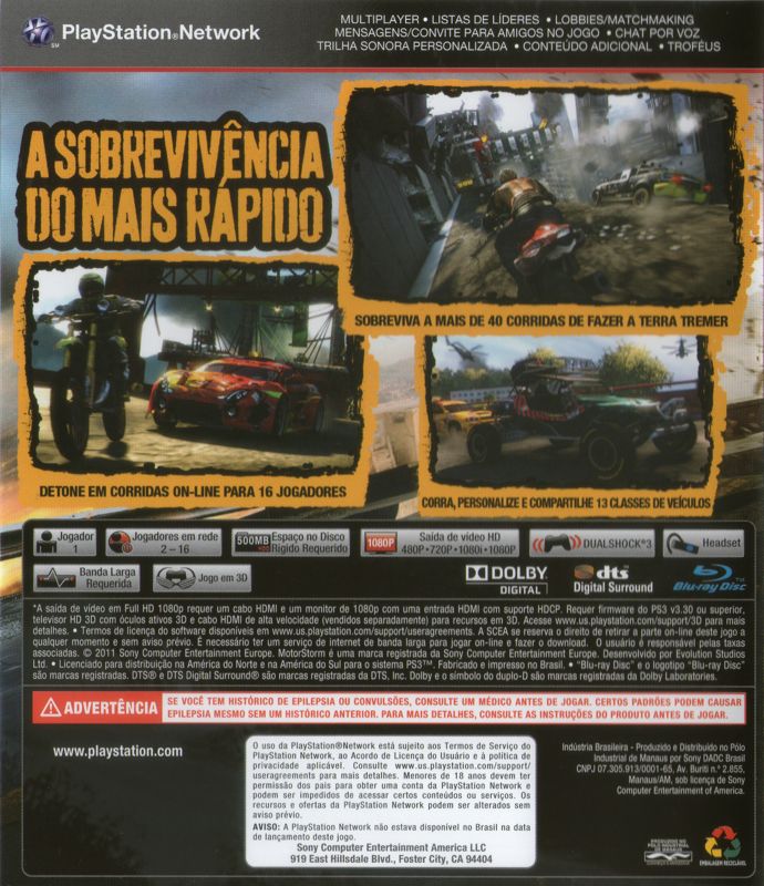 Back Cover for MotorStorm: Apocalypse (PlayStation 3)
