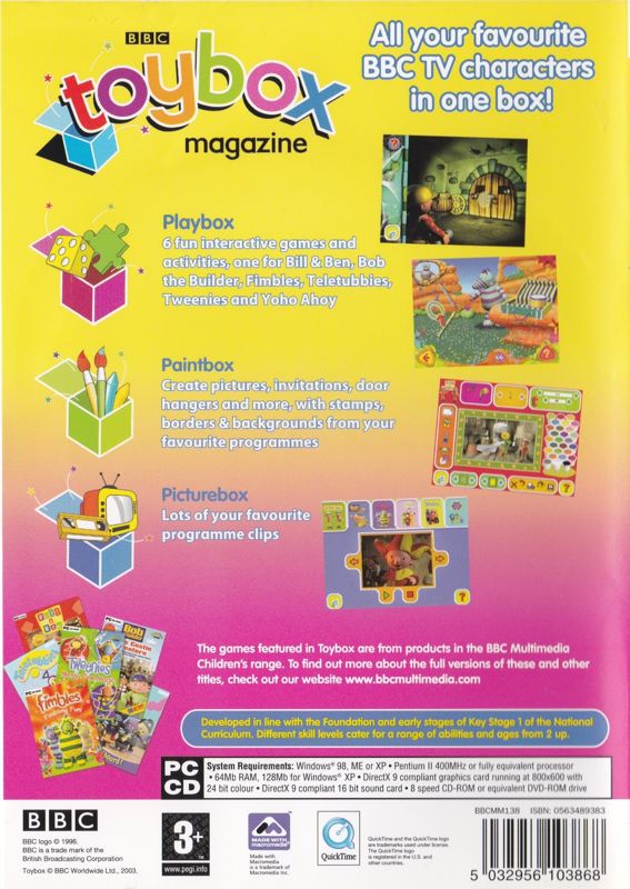 Back Cover for Toybox Games Collection (Windows)