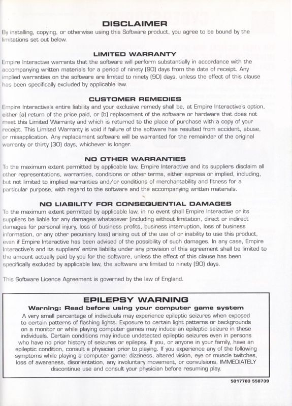 Inside Cover for Cyberstorm 2: Corporate Wars (Windows) (Xplosiv release): Right