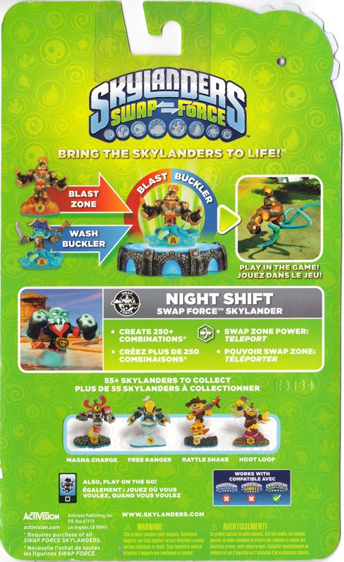 Back Cover for Skylanders: Swap Force - Night Shift (Nintendo 3DS and PlayStation 3 and PlayStation 4 and Wii and Wii U and Xbox 360 and Xbox One)