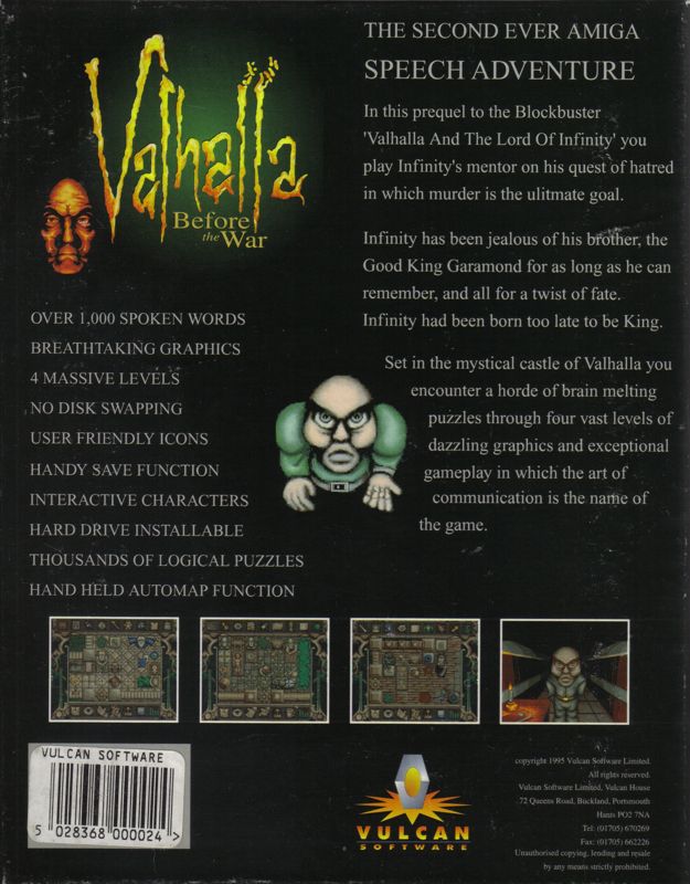 Back Cover for Valhalla: Before the War (Amiga)
