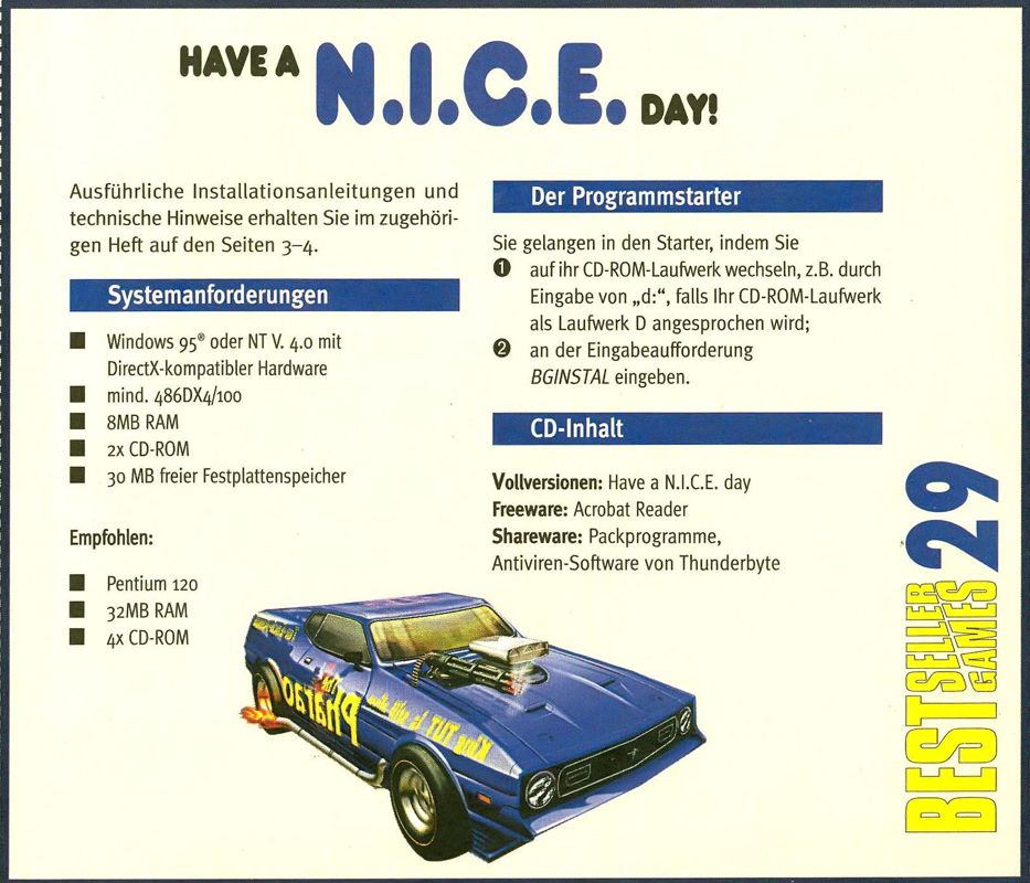 Back Cover for Have a N.I.C.E. day! (Windows) (Covermount BestSeller Games #29)