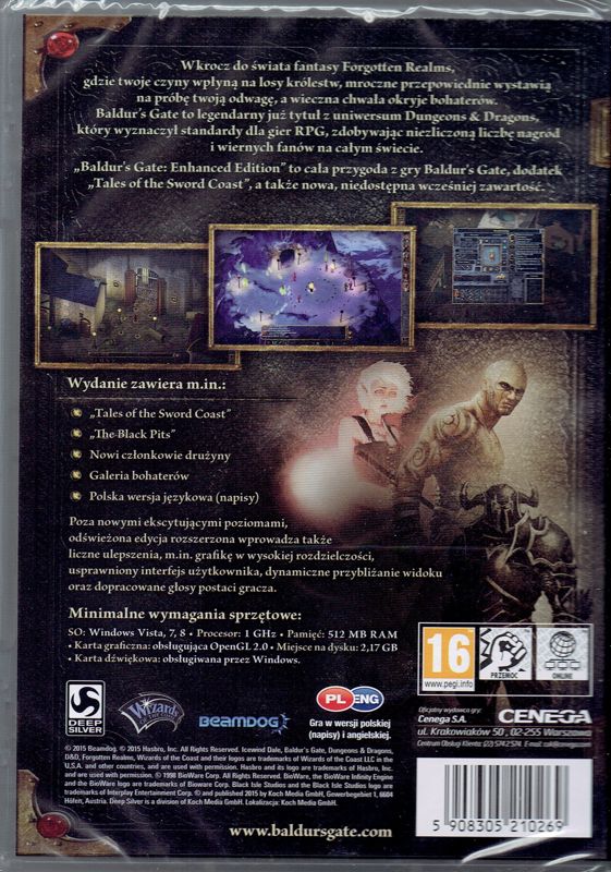 Back Cover for Baldur's Gate: Enhanced Edition (Windows)
