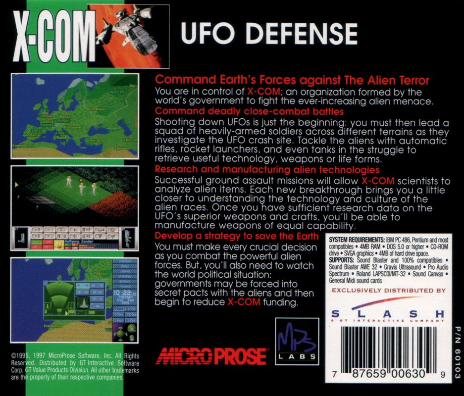 Back Cover for X-COM: UFO Defense (DOS) (Slash release)