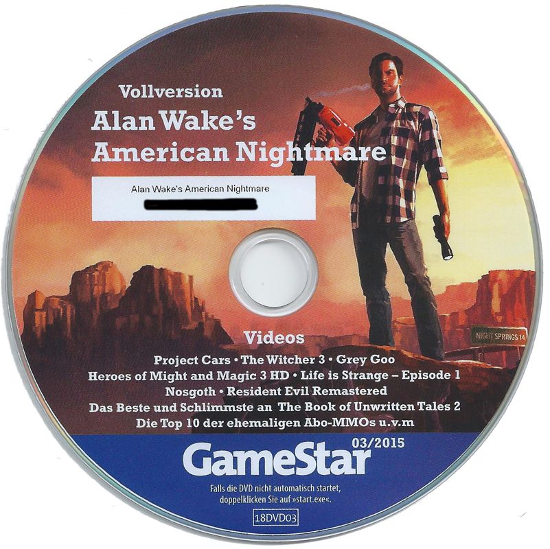 Media for Alan Wake's American Nightmare (Windows) (GameStar 03/2015 covermount)