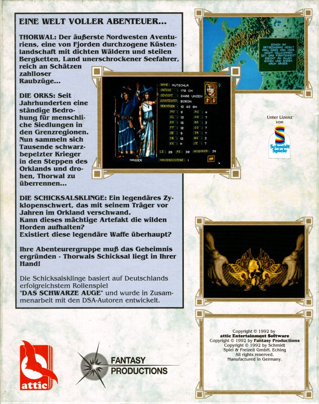 Back Cover for Realms of Arkania: Blade of Destiny (DOS) (CD-ROM release)