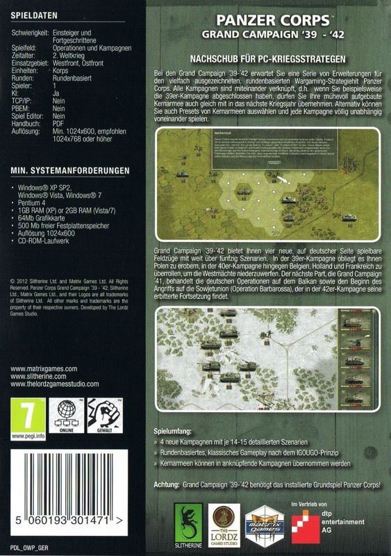 Back Cover for Panzer Corps: Grand Campaign '39-'42 (Windows)