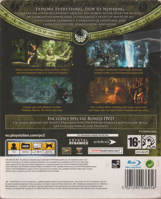 Back Cover for Tomb Raider: Underworld (Limited Edition) (PlayStation 3)