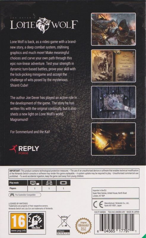 Back Cover for Joe Dever's Lone Wolf: HD Remastered (Nintendo Switch) (Super Rare Games #15): Sleeve - Back