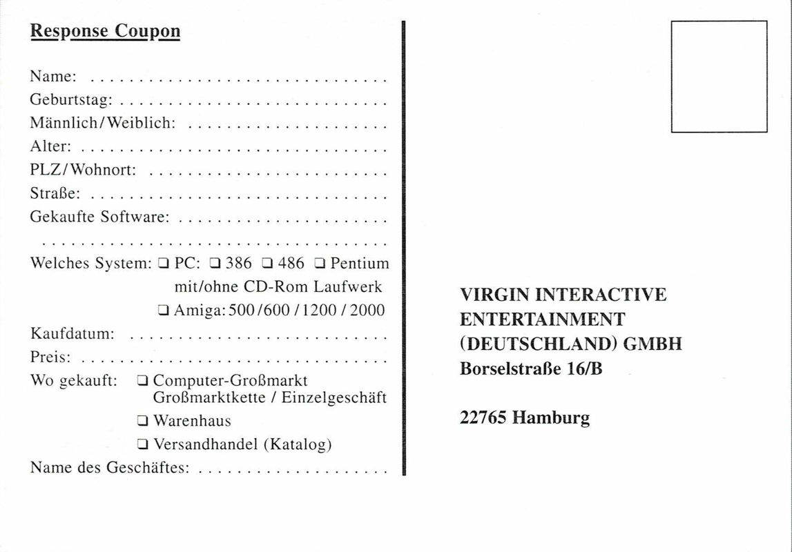 Extras for Star Trek: 25th Anniversary (DOS): Registration Card - Front