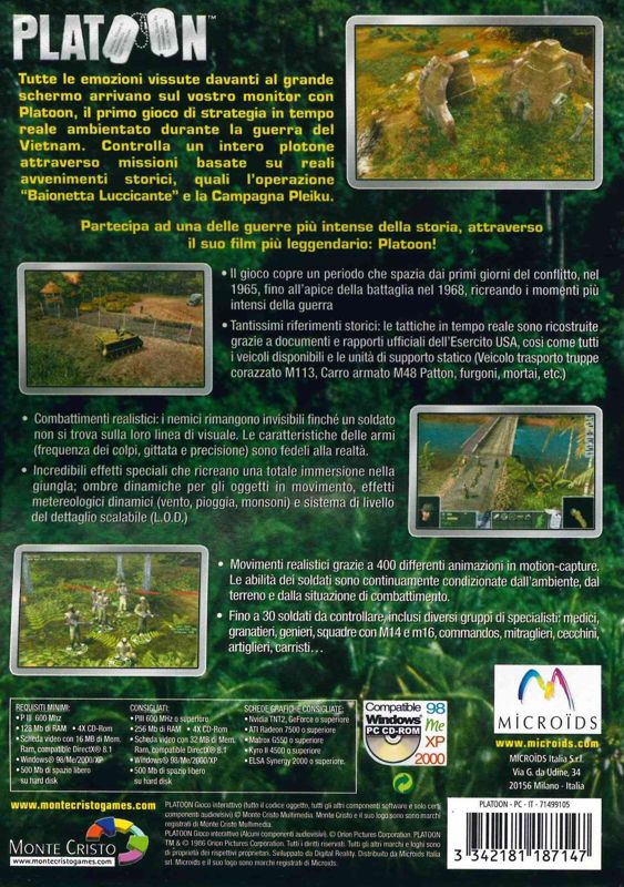 Back Cover for Platoon (Windows)
