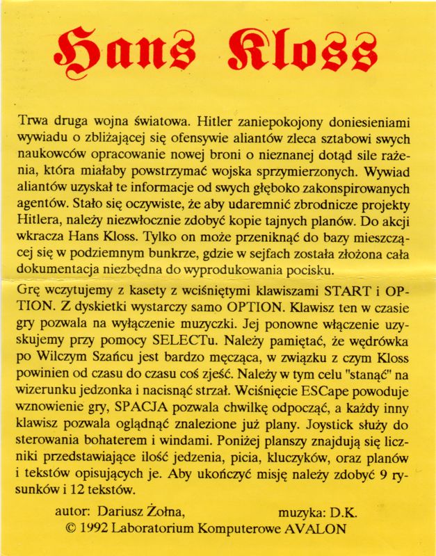 Extras for Hans Kloss (Atari 8-bit)
