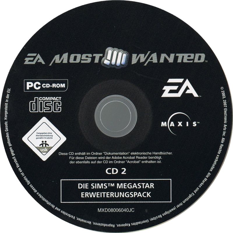 Media for The Sims: Superstar (Windows) (EA Most Wanted release): Disc 2