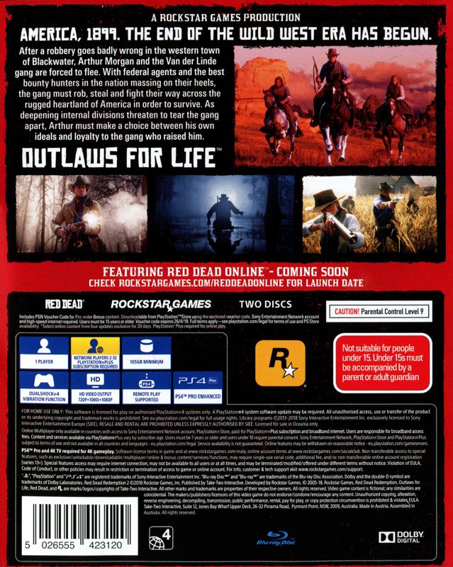 Back Cover for Red Dead Redemption II (PlayStation 4)