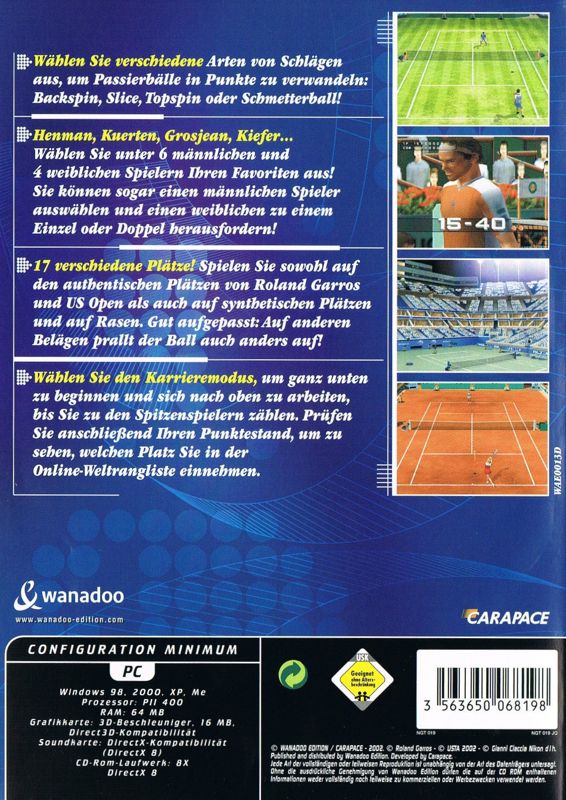 Back Cover for NGT: US Open 2002 (Windows)
