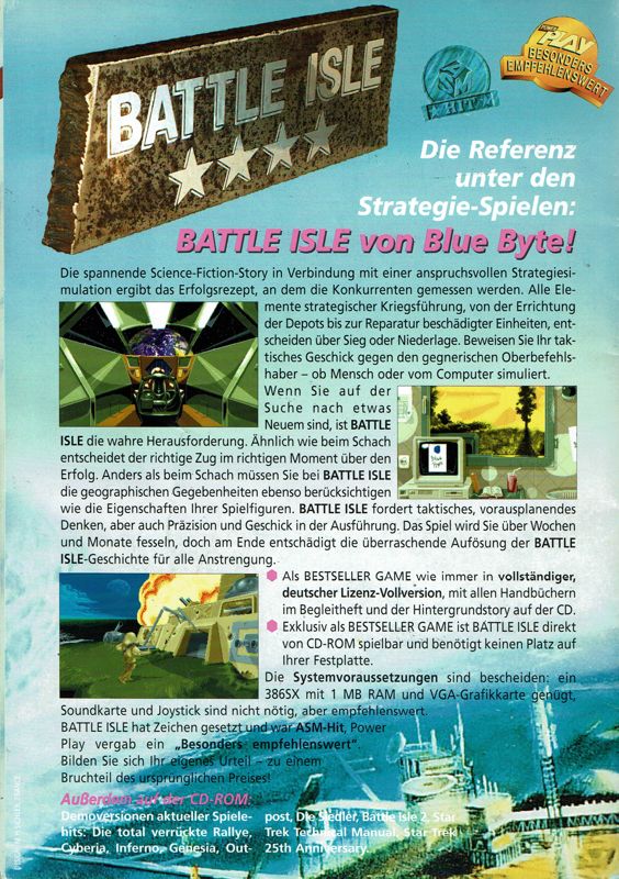 Back Cover for Battle Isle (DOS) (Bestseller Games covermount)