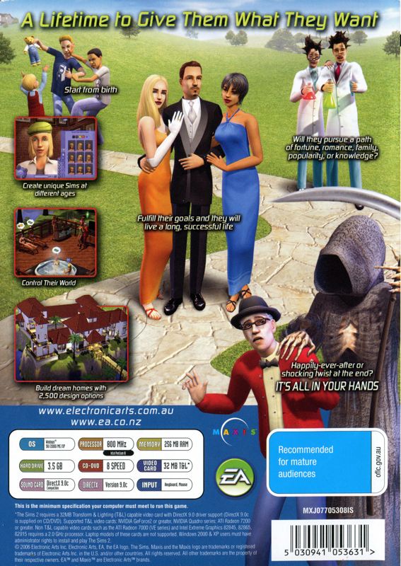 Back Cover for The Sims 2 (Windows) (DVD re-release (2006))