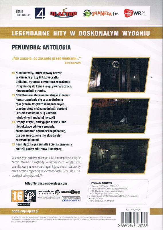 Back Cover for Penumbra Collection (Windows) ("Extra Klasyka Gold" Release)