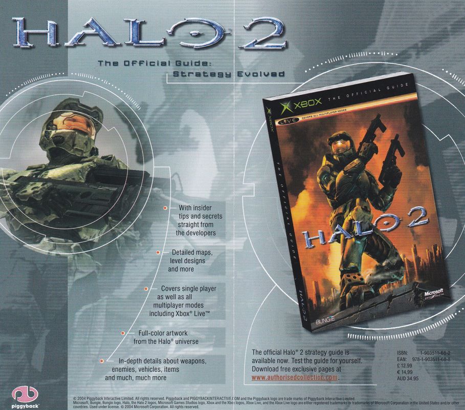 Advertisement for Halo 2 (Xbox): Four panel advertising foldout: Central Panels
