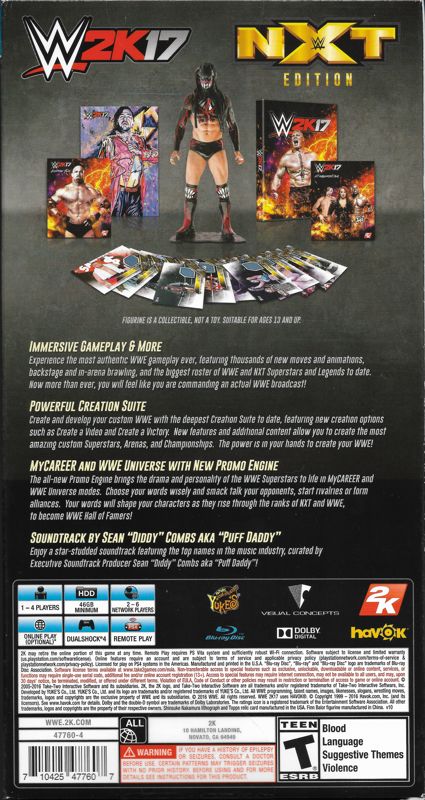 Back Cover for WWE 2K17 (NXT Edition) (PlayStation 4)