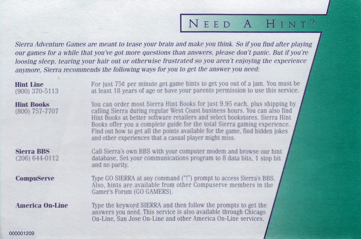 Advertisement for Freddy Pharkas: Frontier Pharmacist (DOS and Windows 3.x): Need a Hint? - Front