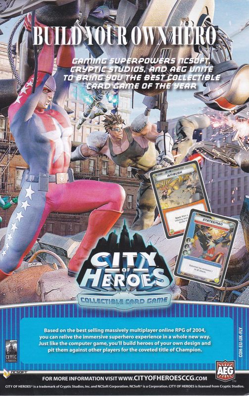 Advertisement for City of Heroes (Deluxe Edition) (Windows): City Of Heroes Card Game Advertisement - The reverse is blank