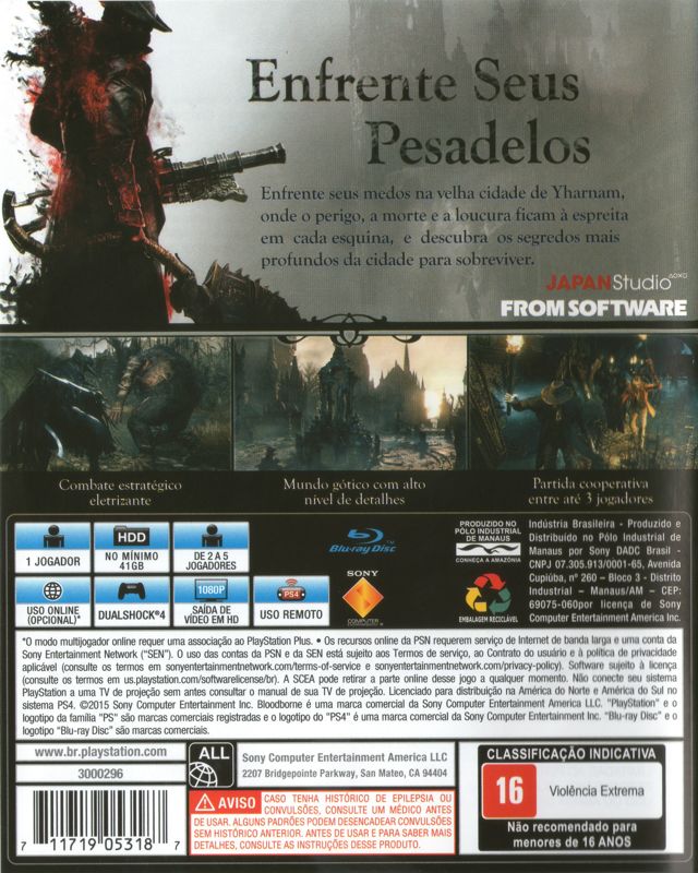 Back Cover for Bloodborne (PlayStation 4)