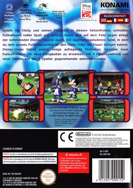 Back Cover for Disney Sports Soccer (GameCube)