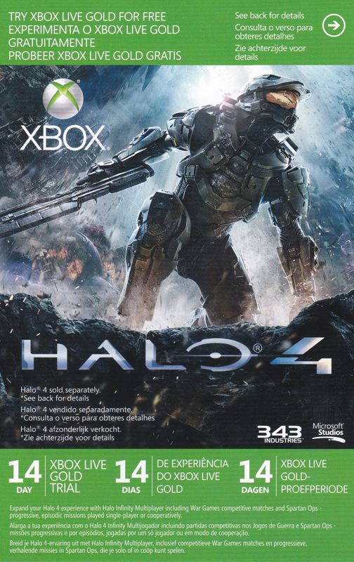 Advertisement for Halo 4 (Xbox 360): Xbox Live Gold 14 Day Trial: Side 1