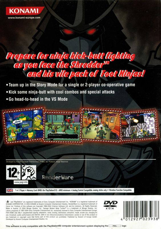 Back Cover for Teenage Mutant Ninja Turtles (PlayStation 2)