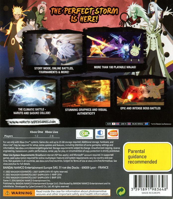 Back Cover for Naruto Shippuden: Ultimate Ninja Storm 4 (Xbox One)