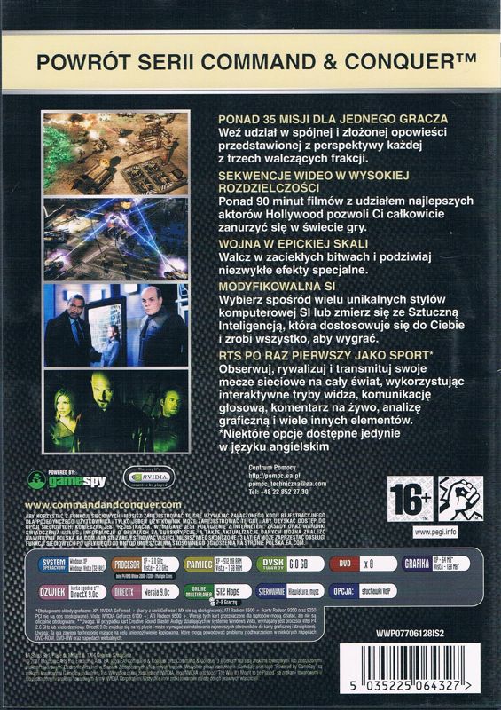 Back Cover for Command & Conquer 3: Tiberium Wars (Windows) (EA Classics release)