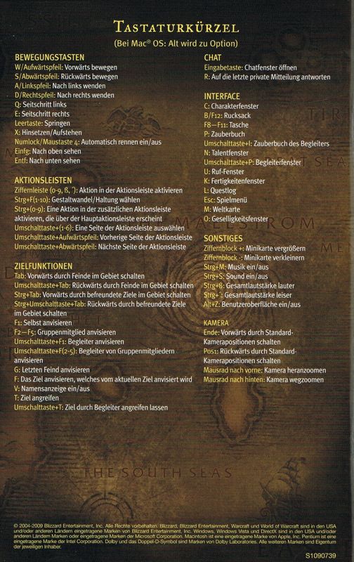 Manual for World of WarCraft (Macintosh and Windows) (DVD release): Back