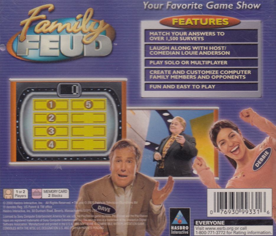 Back Cover for Family Feud (PlayStation)