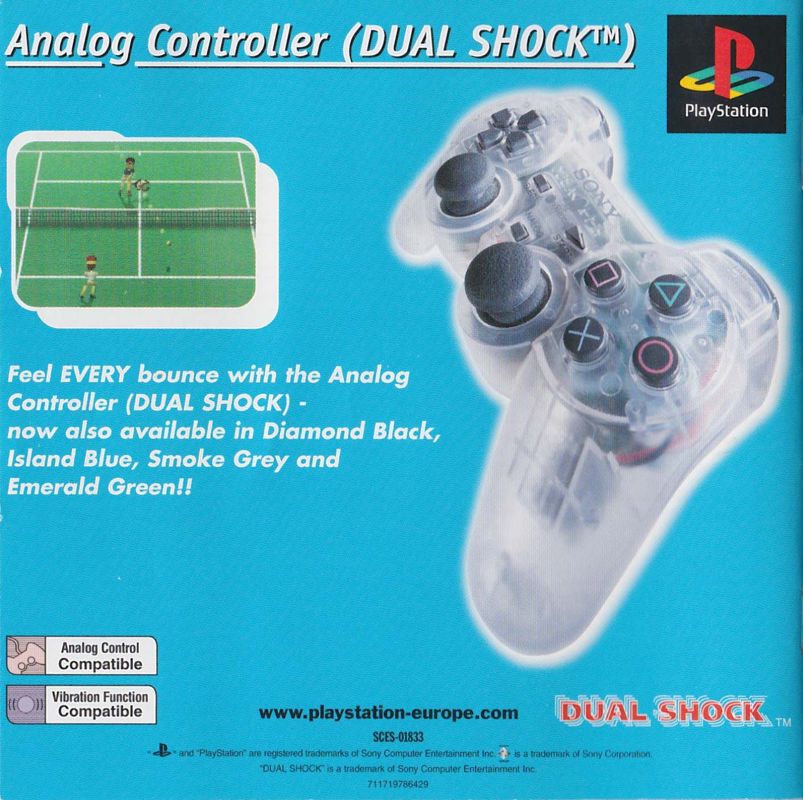 Manual for Anna Kournikova's Smash Court Tennis (PlayStation): Back