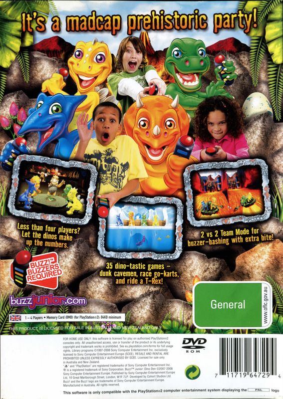 Back Cover for Buzz! Junior: Dino Den (PlayStation 2)