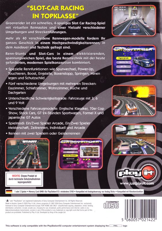 Back Cover for GrooveRider: Slot Car Thunder (PlayStation 2)