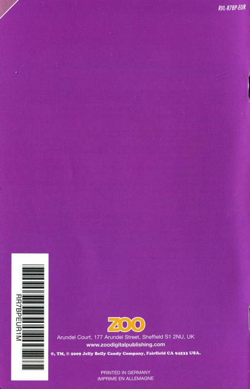 Manual for Jelly Belly: Ballistic Beans (Wii): Back