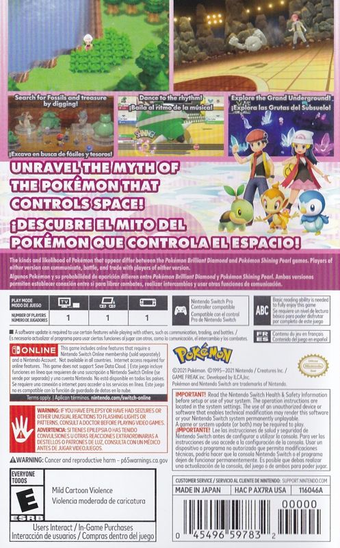 Back Cover for Pokémon Shining Pearl (Nintendo Switch)