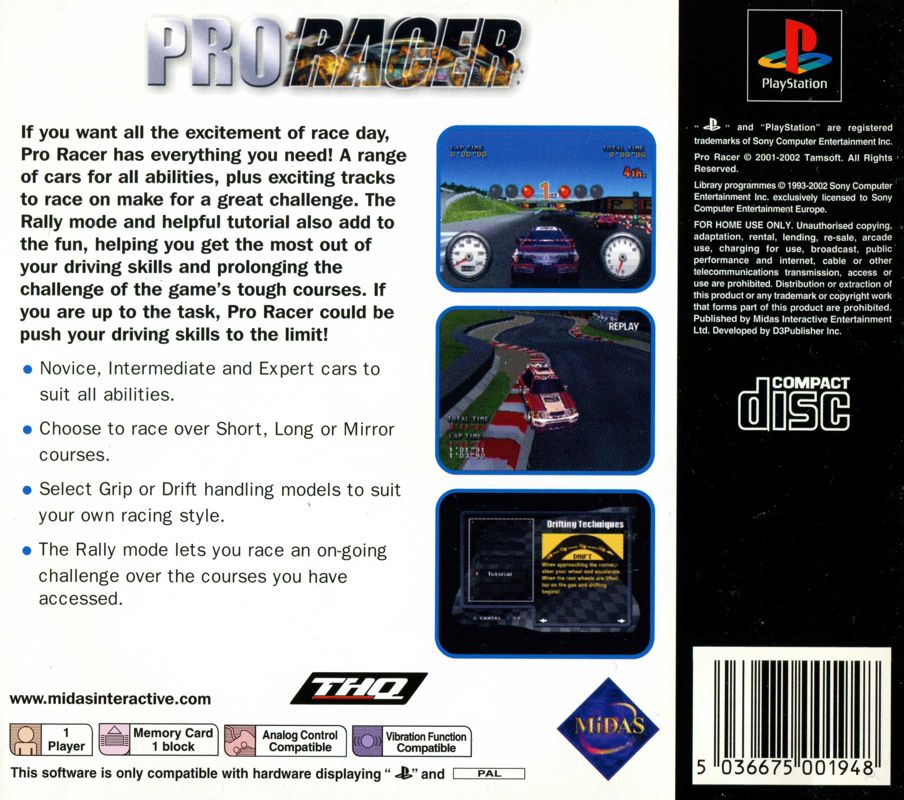 Back Cover for Racing (PlayStation)